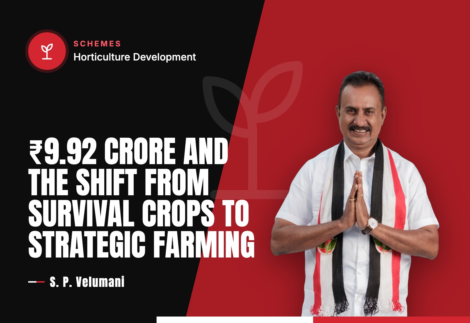 ₹9.92 Crore and the Shift from Survival Crops to Strategic Farming — S. P. Velumani