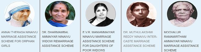 Tamil Nadu marriage assistance schemes and the leaders they are named after